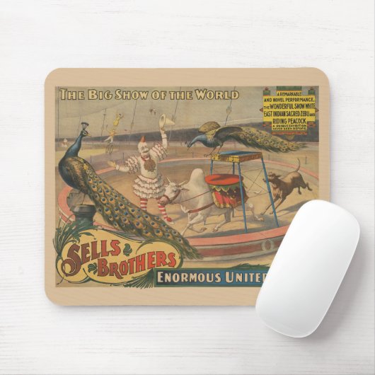 Ein Darstellender Zebu und Pfau mit Clowntrainer Mousepad (Mit Mouse)