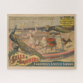 Ein Darstellender Zebu und Pfau mit Clowntrainer Puzzle (Horizontal)