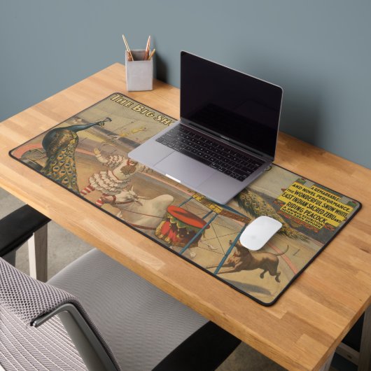 Ein Darstellender Zebu und Pfau mit Clowntrainer Schreibtischunterlage (Büro 2)