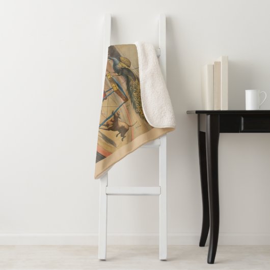 Ein Darstellender Zebu und Pfau mit Clowntrainer Sherpadecke (Beispiel)