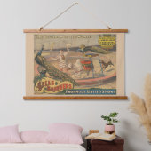 Ein Darstellender Zebu und Pfau mit Clowntrainer Wandteppich Mit Holzrahmen (Schlafzimmer)