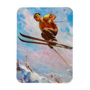 Ein Dashing Skier von Endre Hollos Magnet