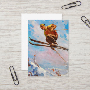 Ein Dashing Skier von Endre Hollos Visitenkarte