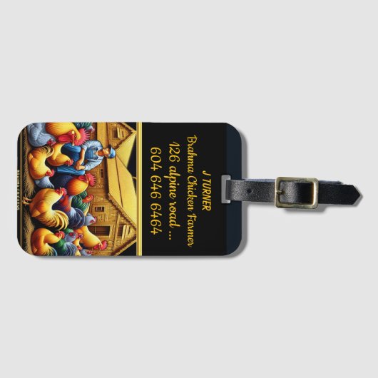 Ein dedizierter Brahma-Hühnchen-Bauer im Freien Gepäckanhänger (Vorderseite (Horizontal))