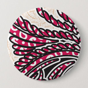 Ein dekoratives Paisley-Design mit lebendigem Rot  Button