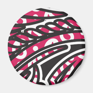 Ein dekoratives Paisley-Design mit lebendigem Rot  Magnet