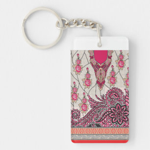 Ein dekoratives Paisley-Design mit lebendigem Rot Schlüsselanhänger