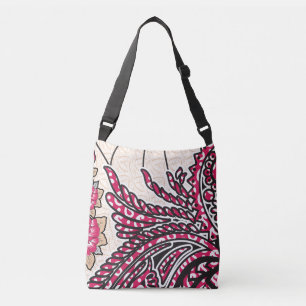 Ein dekoratives Paisley-Design mit lebendigem Rot Tragetaschen Mit Langen Trägern