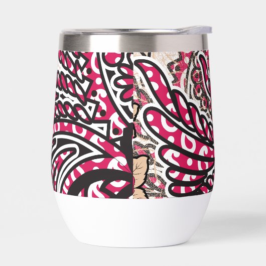Ein dekoratives Paisley-Design mit lebhaftem Rot u (Links)