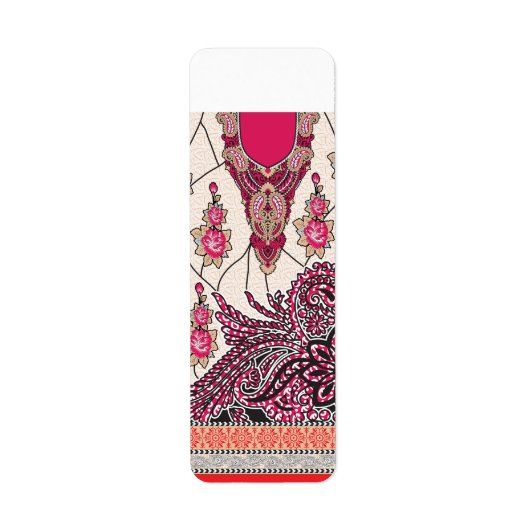 Ein dekoratives Paisley-Design mit lebhaftem Rot u (Vorne)