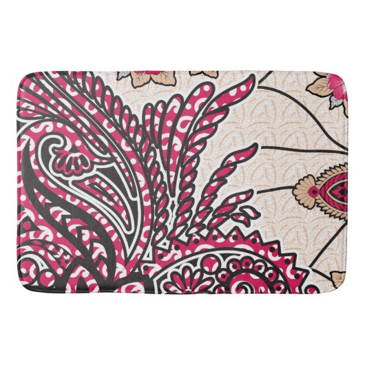 Ein dekoratives Paisley-Design mit lebhaftem Rot u Badematte (Vorderseite)