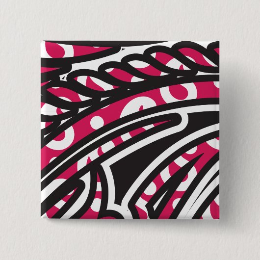 Ein dekoratives Paisley-Design mit lebhaftem Rot u Button (Vorderseite)