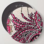 Ein dekoratives Paisley-Design mit lebhaftem Rot u Button (Vorne & Hinten)