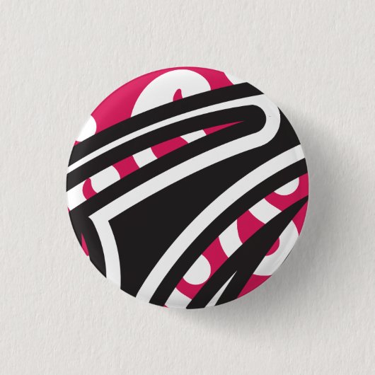 Ein dekoratives Paisley-Design mit lebhaftem Rot u Button (Vorderseite)