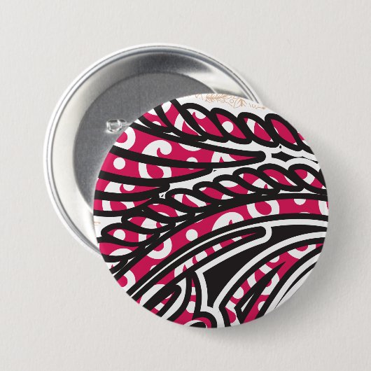 Ein dekoratives Paisley-Design mit lebhaftem Rot u Button (Vorne & Hinten)