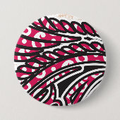 Ein dekoratives Paisley-Design mit lebhaftem Rot u Button (Vorderseite)