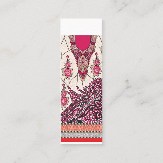 Ein dekoratives Paisley-Design mit lebhaftem Rot u Mini Visitenkarte (Vorderseite)