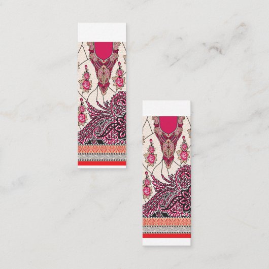 Ein dekoratives Paisley-Design mit lebhaftem Rot u Mini Visitenkarte (Vorne/Hinten)