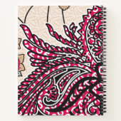 Ein dekoratives Paisley-Design mit lebhaftem Rot u Notizblock (Rückseite)