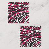 Ein dekoratives Paisley-Design mit lebhaftem Rot u Quadratische Visitenkarte (Vorne/Hinten)