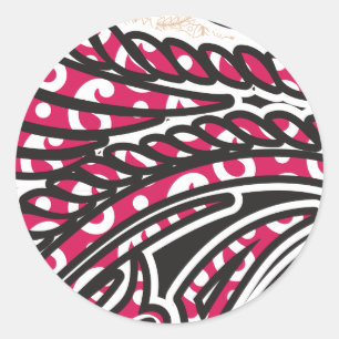Ein dekoratives Paisley-Design mit lebhaftem Rot u Runder Aufkleber