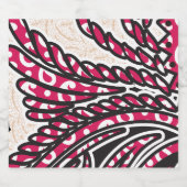 Ein dekoratives Paisley-Design mit lebhaftem Rot u Schaumweinetikett (Einzelnes Label)