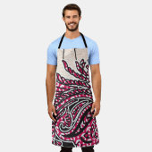 Ein dekoratives Paisley-Design mit lebhaftem Rot u Schürze (Getragen)