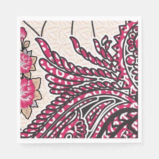 Ein dekoratives Paisley-Design mit lebhaftem Rot u Serviette (Vorderseite)