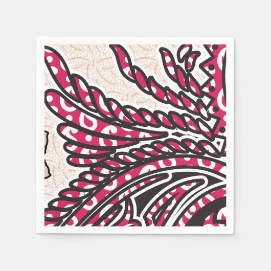Ein dekoratives Paisley-Design mit lebhaftem Rot u Serviette (Vorderseite)