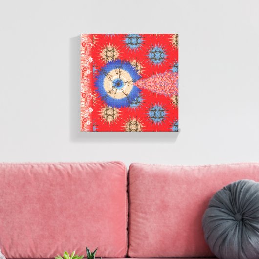 Ein dekoratives Paisley-Muster in Rot und Blau, en Leinwanddruck (Insitu (Wohnzimmer))