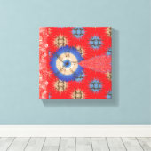 Ein dekoratives Paisley-Muster in Rot und Blau, en Leinwanddruck (Insitu (Holzboden))