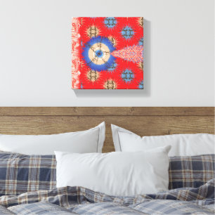 Ein dekoratives Paisleymuster in Rot und Blau, ver Leinwanddruck