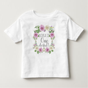 Ein derbliches Baby Girl Watercolor Lavender Flora Kleinkind T-shirt