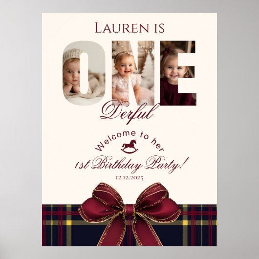 Ein Derful 1st BIrthday Preppy Kariert Welcome Poster (Vorne)