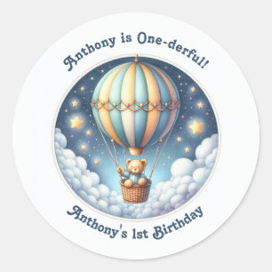 Ein derful Hot Air Ballon First Geburtstag Runder Aufkleber