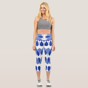 Ein Design aus blau-weiß-trendigem Stoff Capri Leggings