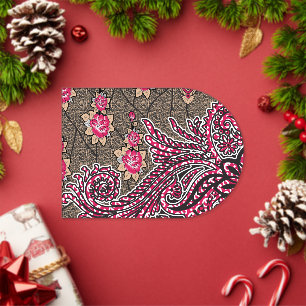 ein Design mit einem rosa und braunen Paisleymuste Acryleinladungen