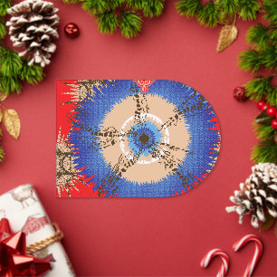 ein Design mit rotem Hintergrund und einem blauen Acryleinladungen