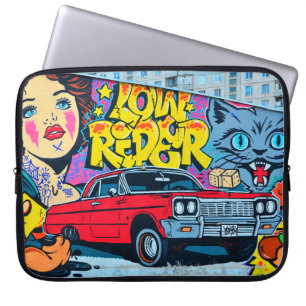 Ein detailliertes Bild von Graffiti zeichnend. Kon Laptopschutzhülle