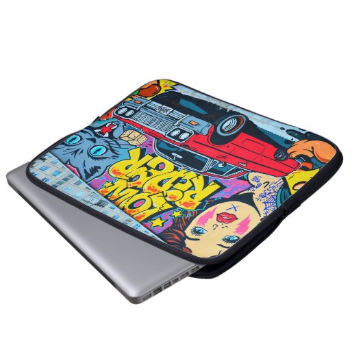 Ein detailliertes Bild von Graffiti zeichnend. Kon Laptopschutzhülle (Vorne Knopf)