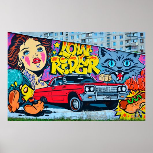 Ein detailliertes Bild von Graffiti zeichnend. Kon Poster (Vorne)