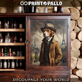 Ein Detektivhund Beagle in Paris 1920 Seidenpapier