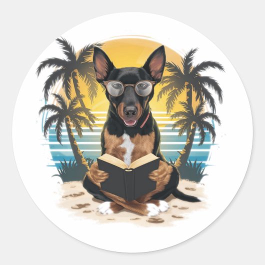 Ein deutscher Pull-Hund mit Hornbrille Runder Aufkleber (Vorderseite)