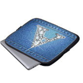 Ein "Diamant"-Denim-Stitching-Elektronik-Beutel Laptopschutzhülle (Vorne Knopf)