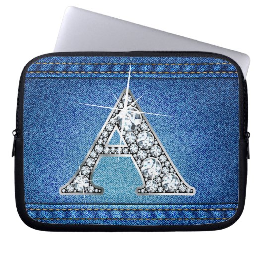 Ein "Diamant"-Denim-Stitching-Elektronik-Beutel Laptopschutzhülle (Vorderseite)