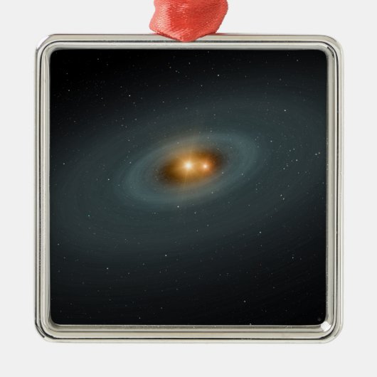 Ein dichtes Sternenpaar und eine umliegende Scheib Silbernes Ornament (Vorne)