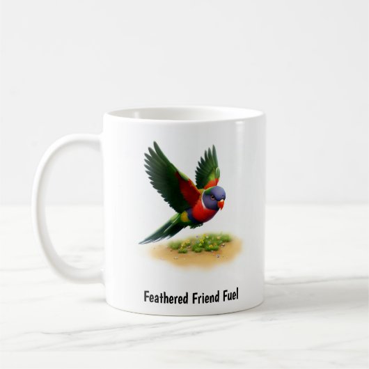 Ein digitales Bild eines Berges Apo Lorikeet Kaffeetasse (Links)