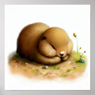 Ein digitales Bild eines jungen Niedlichen Prairie Poster