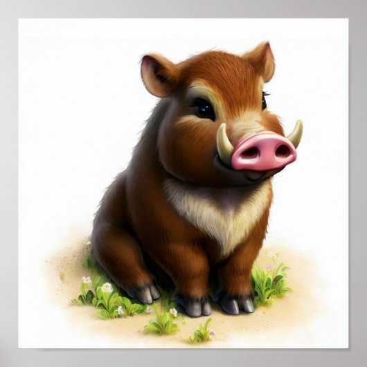 Ein digitales Bild eines jungen Niedlichen Warthog Poster (Vorne)