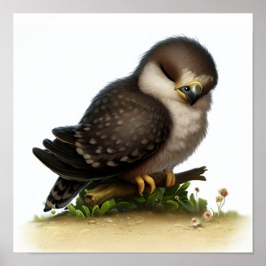 Ein digitales Bild eines jungen Peregrine Falken Poster (Vorne)